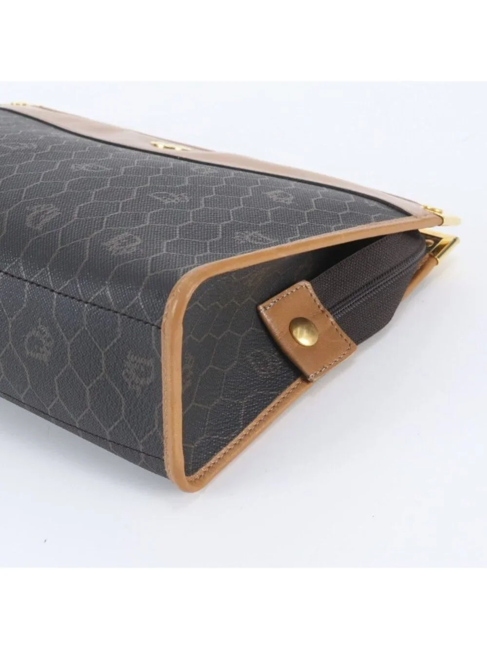 Dior Honeycomb Pattern Leather Clutch Pouch Business